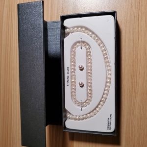 Pure silver Pearl necklace bracelet earrings 3-piece set